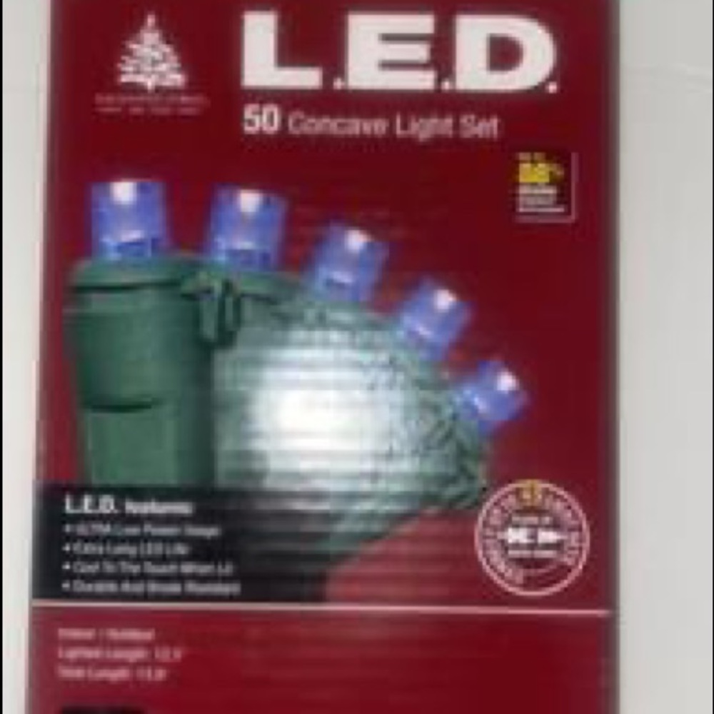 50 Blue LED Concave Christmas Lights